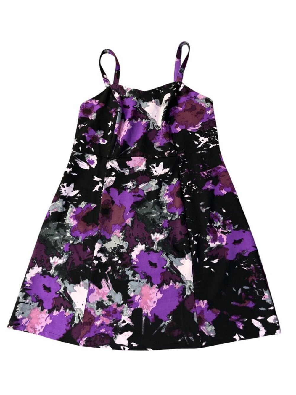 Lane Bryant Floral Dress Womens 16 Purple Black NEW Defects No Belt - Picture 3 of 14